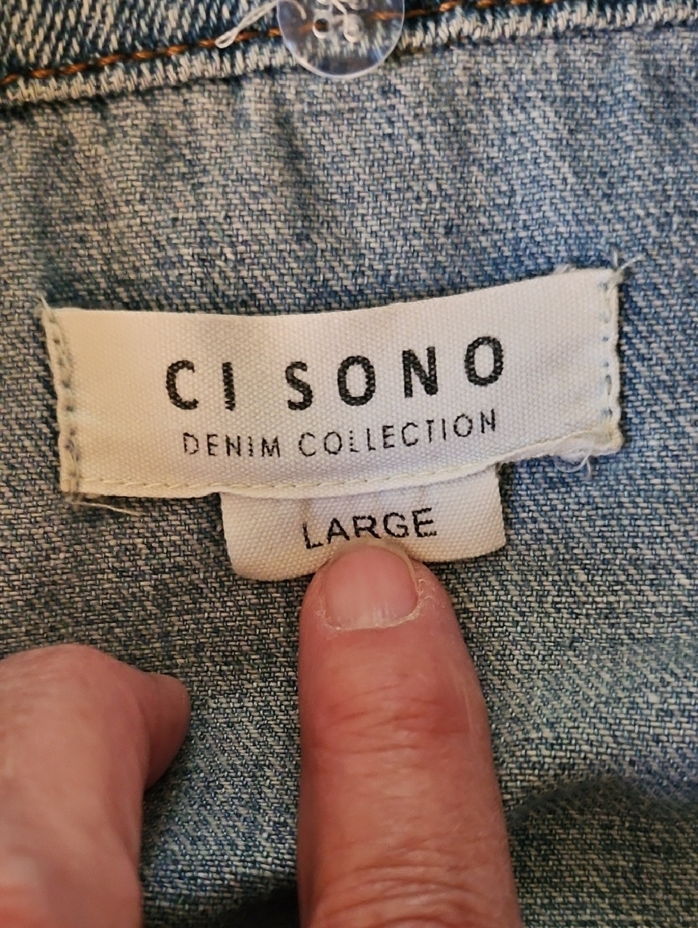 Ci Sono Cropped -Faded Denim Jacket - Size L - Picture 7 of 7